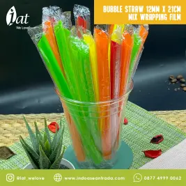 Bubble Straw 12MM X 21CM Mix Wrapping Film