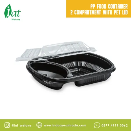 Take away dishes PP Food Container + PET Lid (2 Compartment) 1 pp_food_container_2_comp