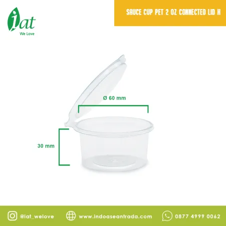 Take away dishes Sauce cup 2 oz Connected Lid (60 ml) 1 sauce_cup_pet_2_oz_connected_lid_h