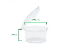 Take away dishes Sauce cup 2 oz Connected Lid (60 ml) 1 sauce_cup_pet_2_oz_connected_lid_h