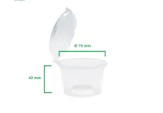 Take away dishes Sauce cup 3/4 oz Connected lid (120 ml) 1 sauce_cup_pet_3_oz_connected_lid_h