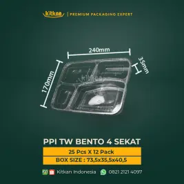 PPI TW BENTO 4 COMPARTMENT (FLAT LID)
