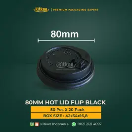 80 MM HOT PAPER LID FLIP BLACK