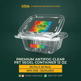 Container PET Seal 12 oz Anti Fog