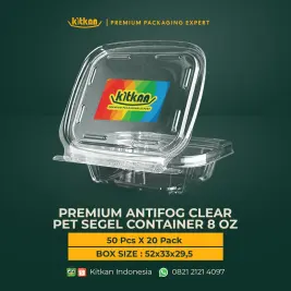 Container PET Seal 8 oz Anti Fog